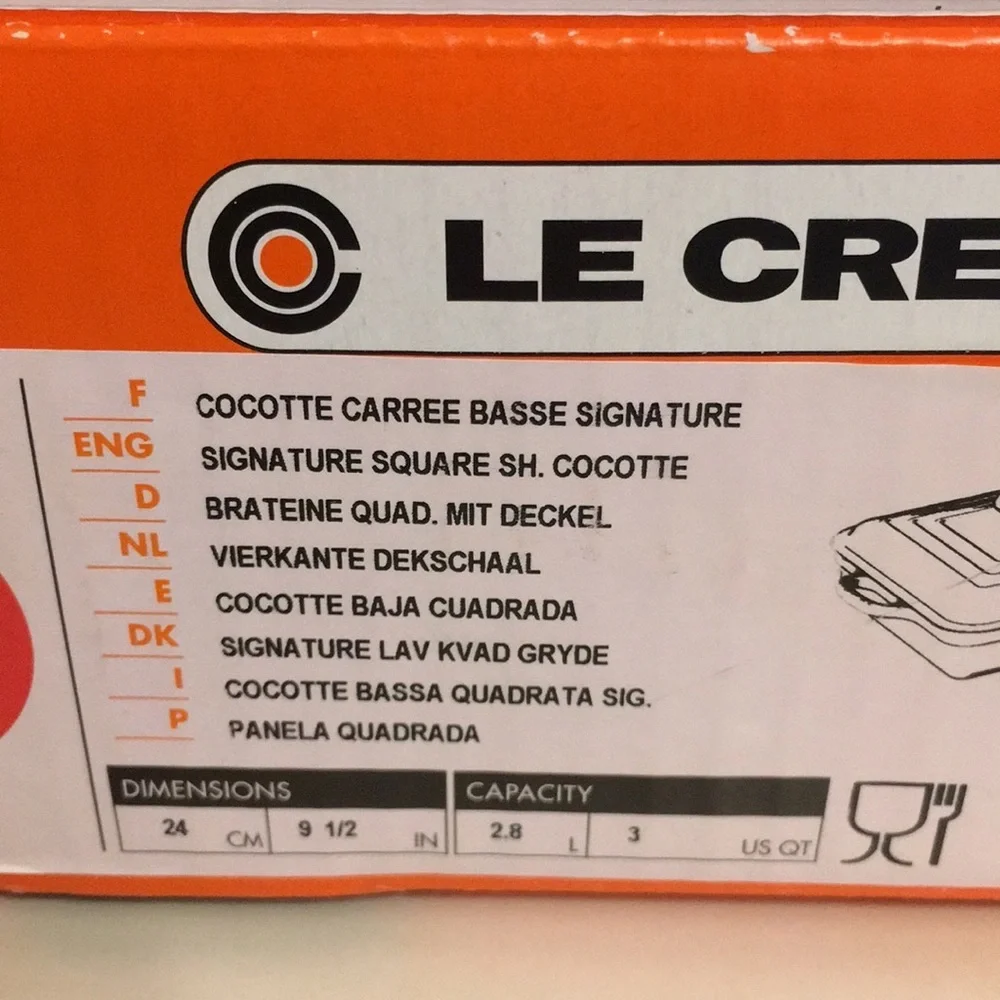 NWT Le Creuset 3 Qt Square Cocotte Cerise Red Cast Iron Dutch Oven